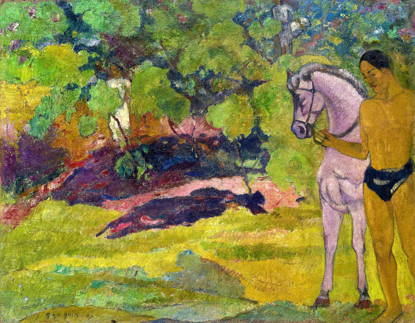 Поль Гоген - В ванильной роще, человек и лошадь